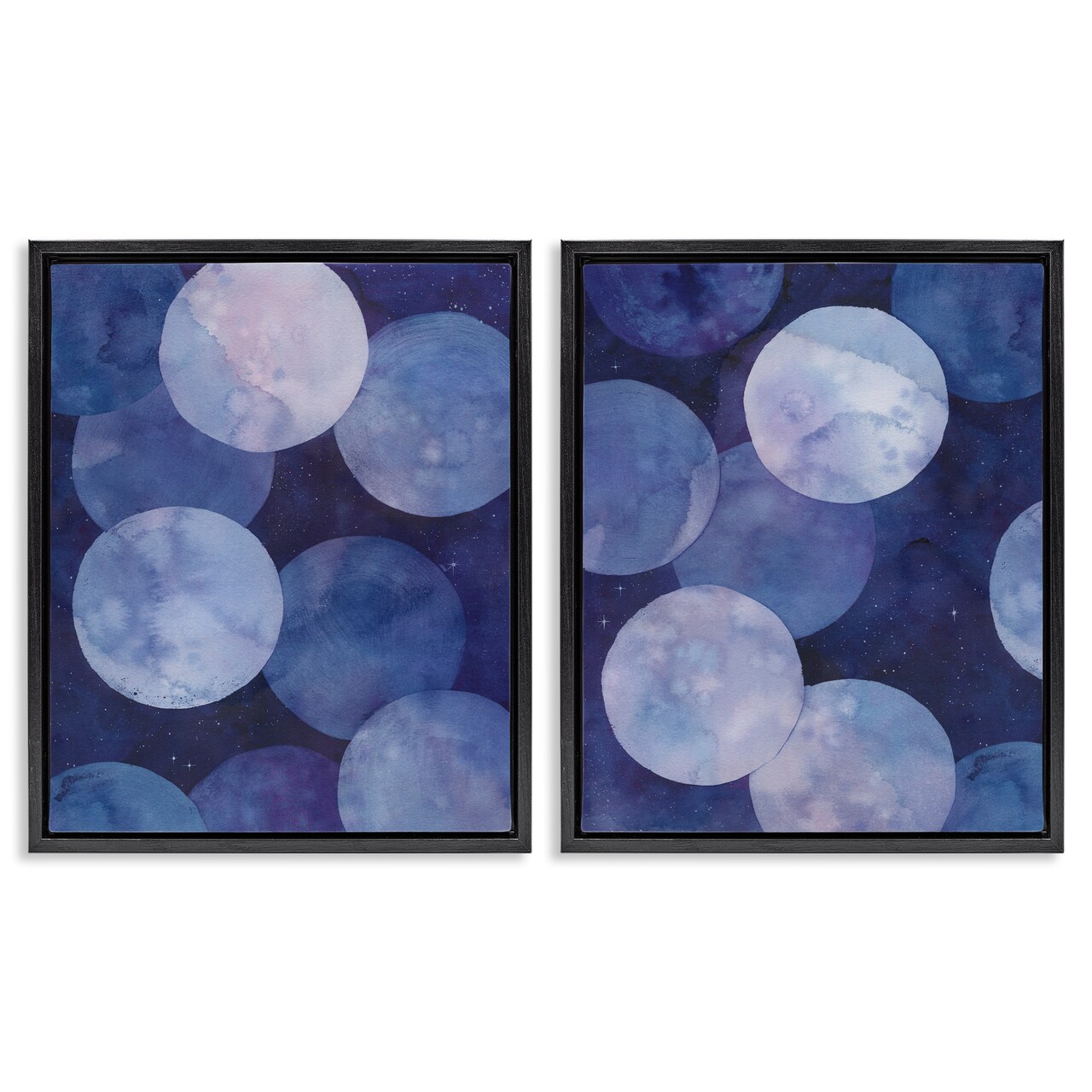 Stupell Industries Abstract Blue Purple Circle Bubbles 2 pc Framed Floater Canvas Wall Art Set Design by Grace Popp